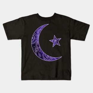Mandala crescent moon and star space pattern Kids T-Shirt
